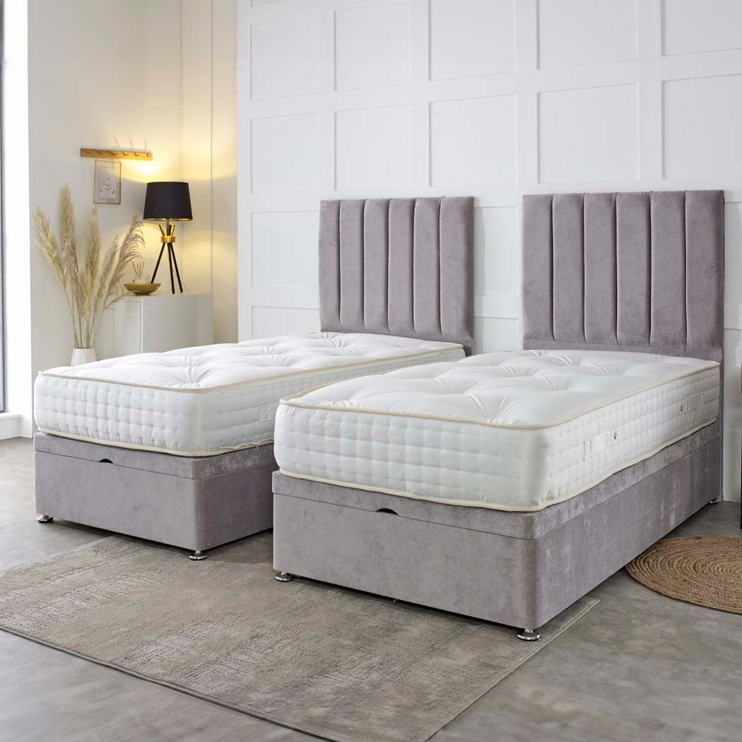 Luxury Hotel Zip and Link 1000 Pocket Sprung Intelligent Fibre Ottoman Divan Bed Set