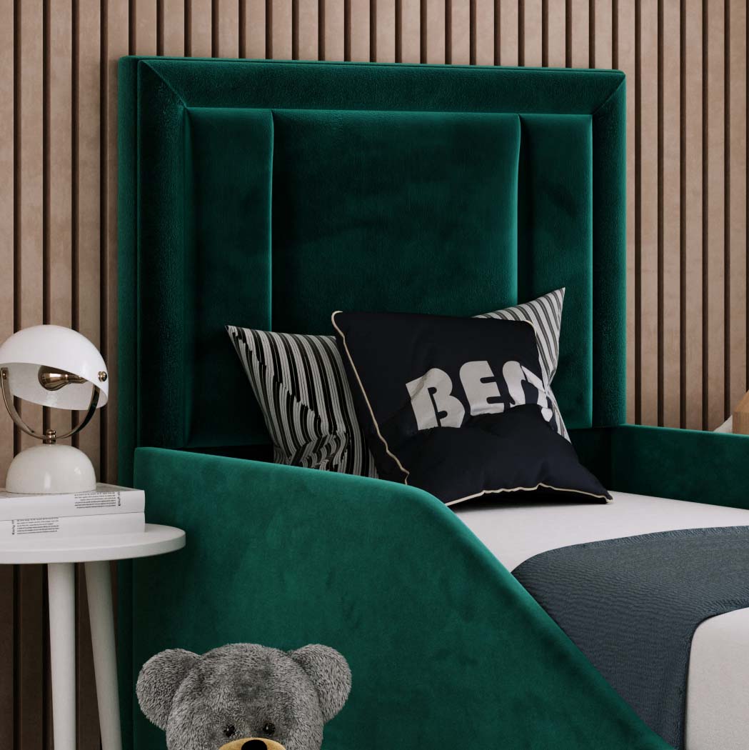 Hugo Kids Fabric Bed with Safety Rails