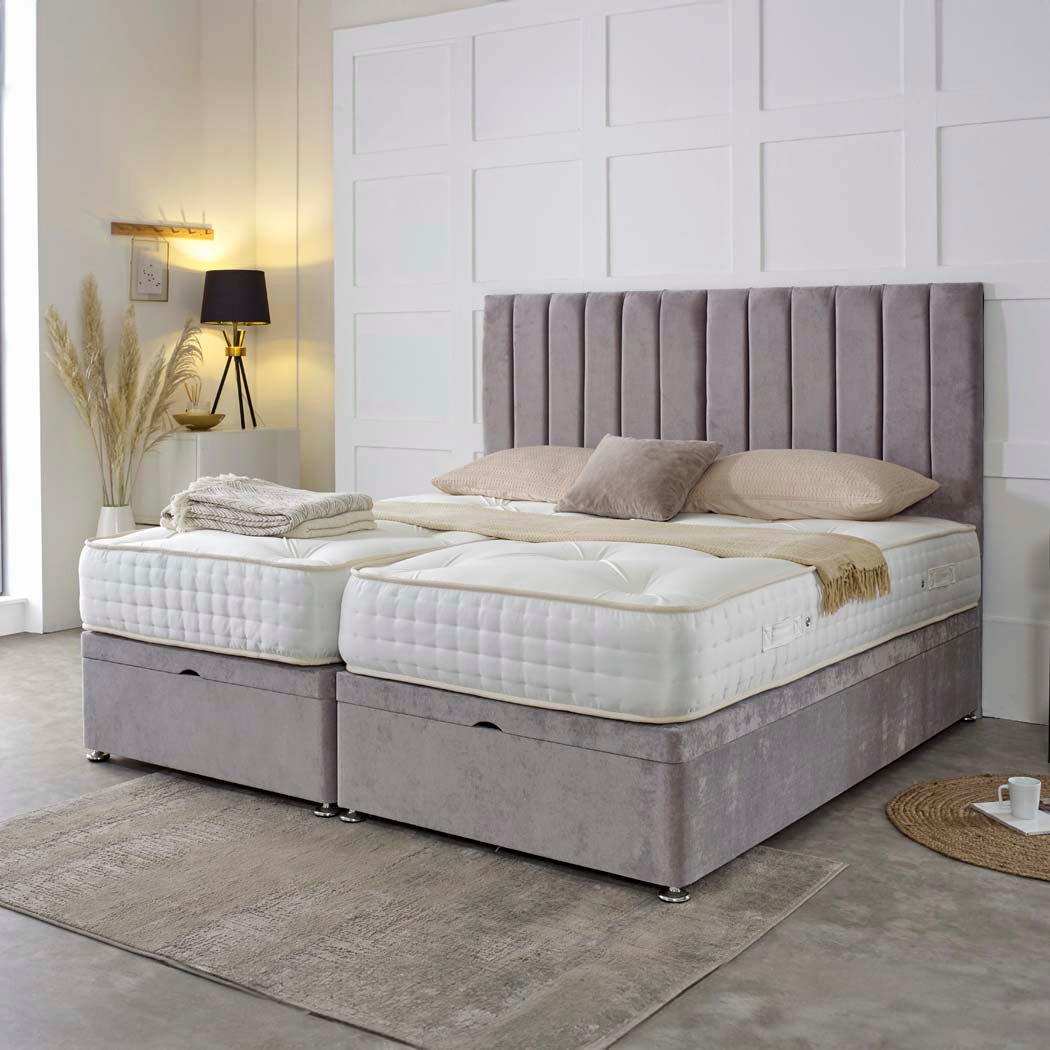 Luxury Hotel Zip and Link 1000 Pocket Sprung Intelligent Fibre Ottoman Divan Bed Set
