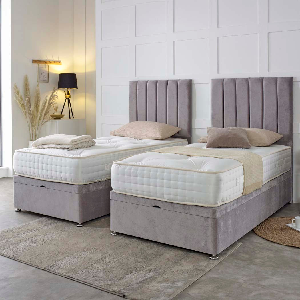 Luxury Hotel Zip and Link 1000 Pocket Sprung Intelligent Fibre Ottoman Divan Bed Set