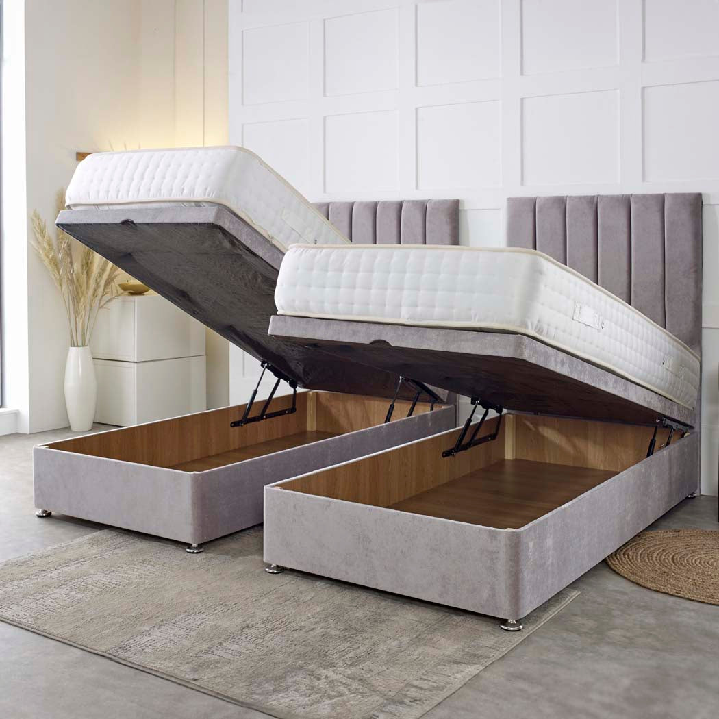 Luxury Hotel Zip and Link 1000 Pocket Sprung Intelligent Fibre Ottoman Divan Bed Set