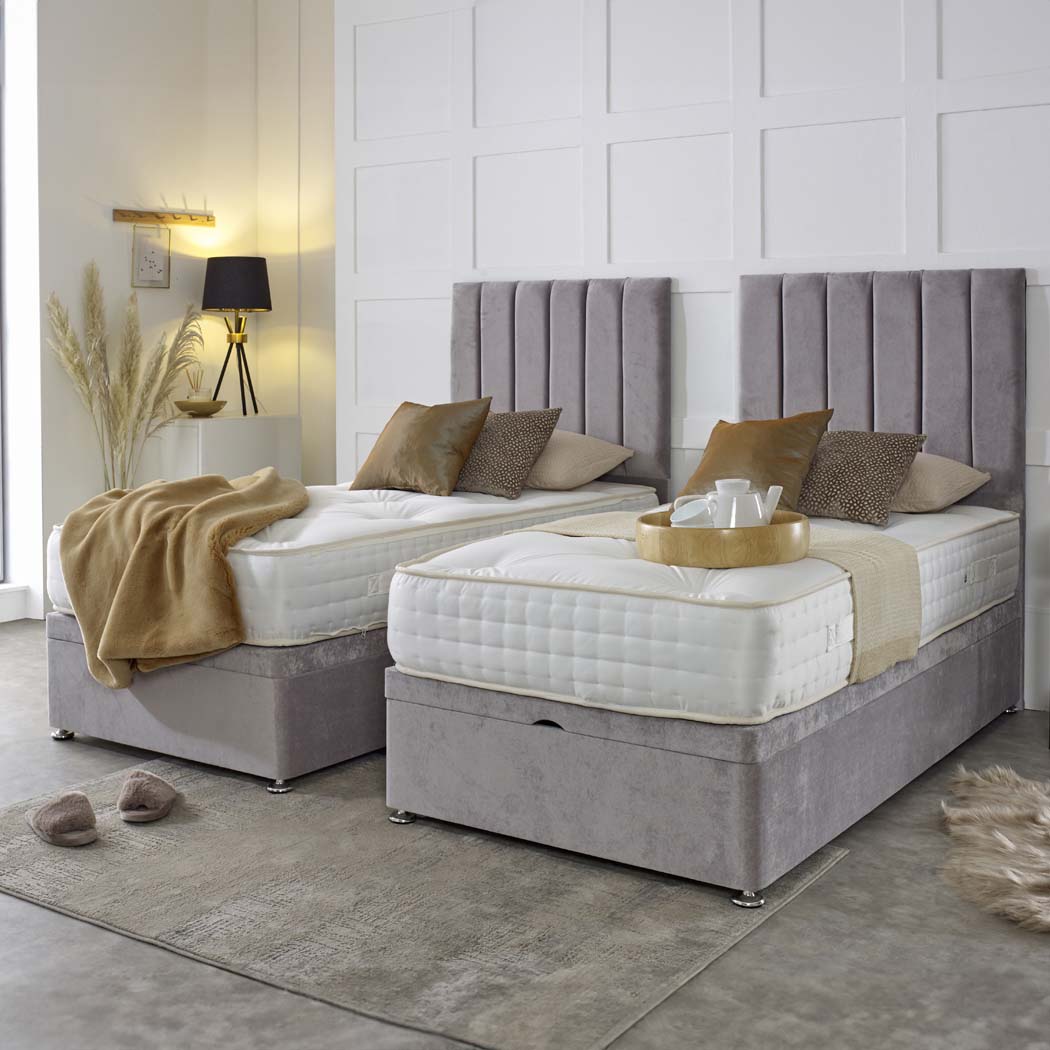 Luxury Hotel Zip and Link 5000 Pocket Sprung Intelligent Wool Ottoman Divan Bed Set