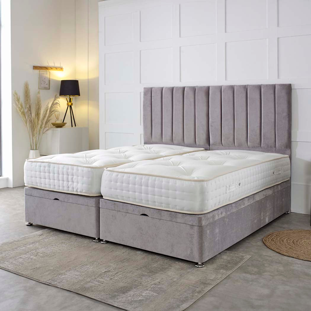 Luxury Hotel Zip and Link 1000 Pocket Sprung Intelligent Fibre Ottoman Divan Bed Set