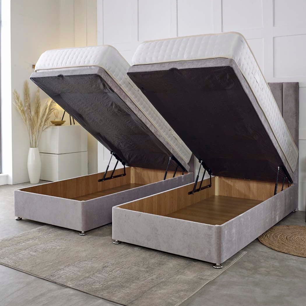 Luxury Hotel Zip and Link 1000 Pocket Sprung Intelligent Fibre Ottoman Divan Bed Set