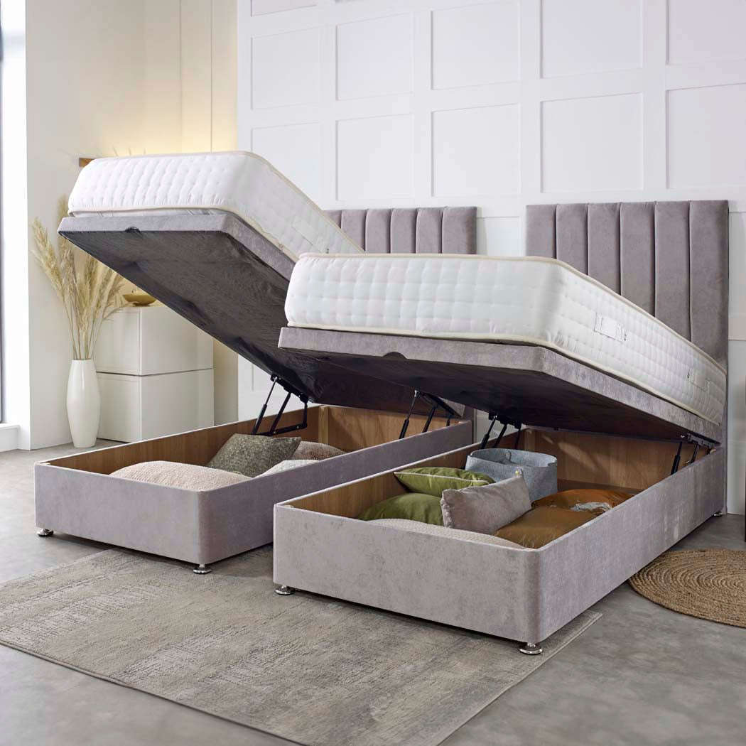 Luxury Hotel Zip and Link 1000 Pocket Sprung Intelligent Fibre Ottoman Divan Bed Set