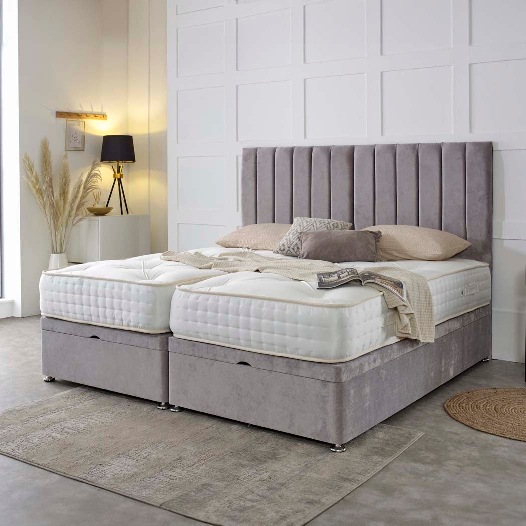 Luxury Hotel Zip and Link 2000 Pocket Sprung Intelligent Fibre Ottoman Divan Bed Set
