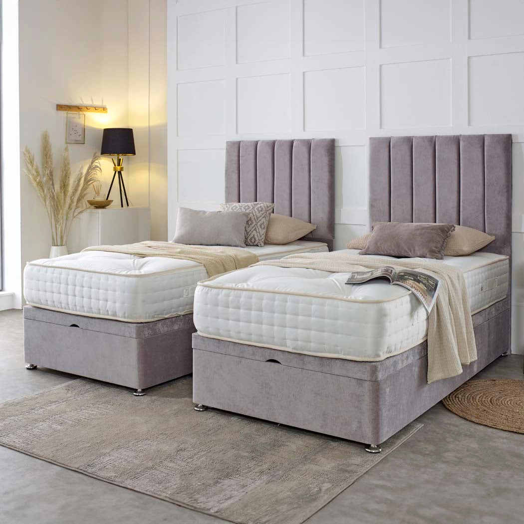 Luxury Hotel Zip and Link 2000 Pocket Sprung Intelligent Fibre Ottoman Divan Bed Set