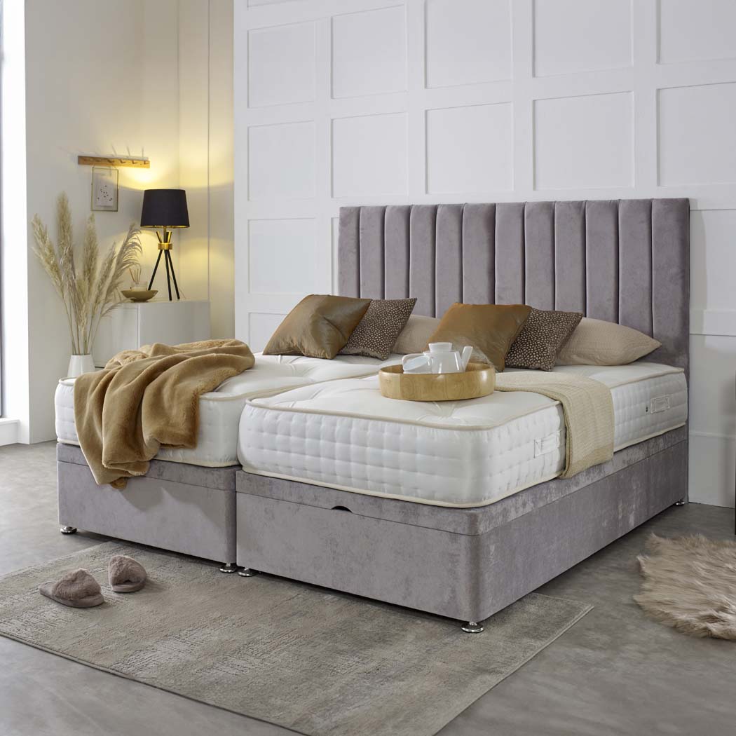 Luxury Hotel Zip and Link 5000 Pocket Sprung Intelligent Wool Ottoman Divan Bed Set