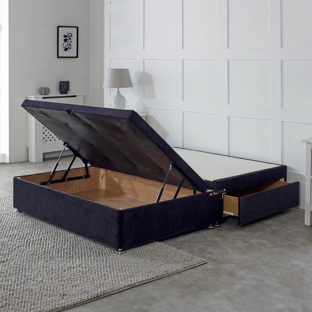 Premium Half End Lift Ottoman Storage Divan Bed Base With Drawers