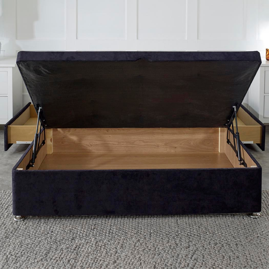 Premium Half End Lift Ottoman Storage Divan Bed Base With Drawers