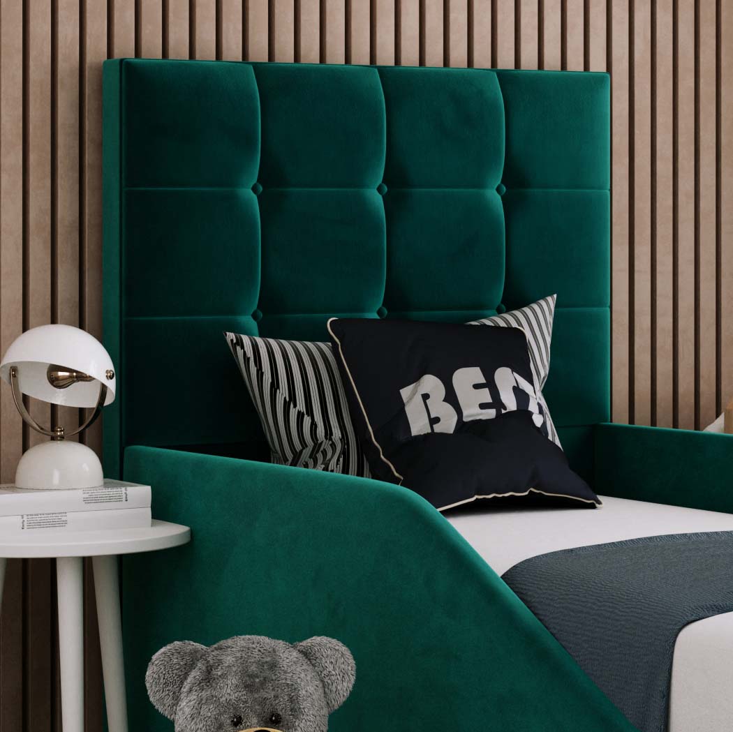 Sebastian Kids Fabric Bed with Safety Rails