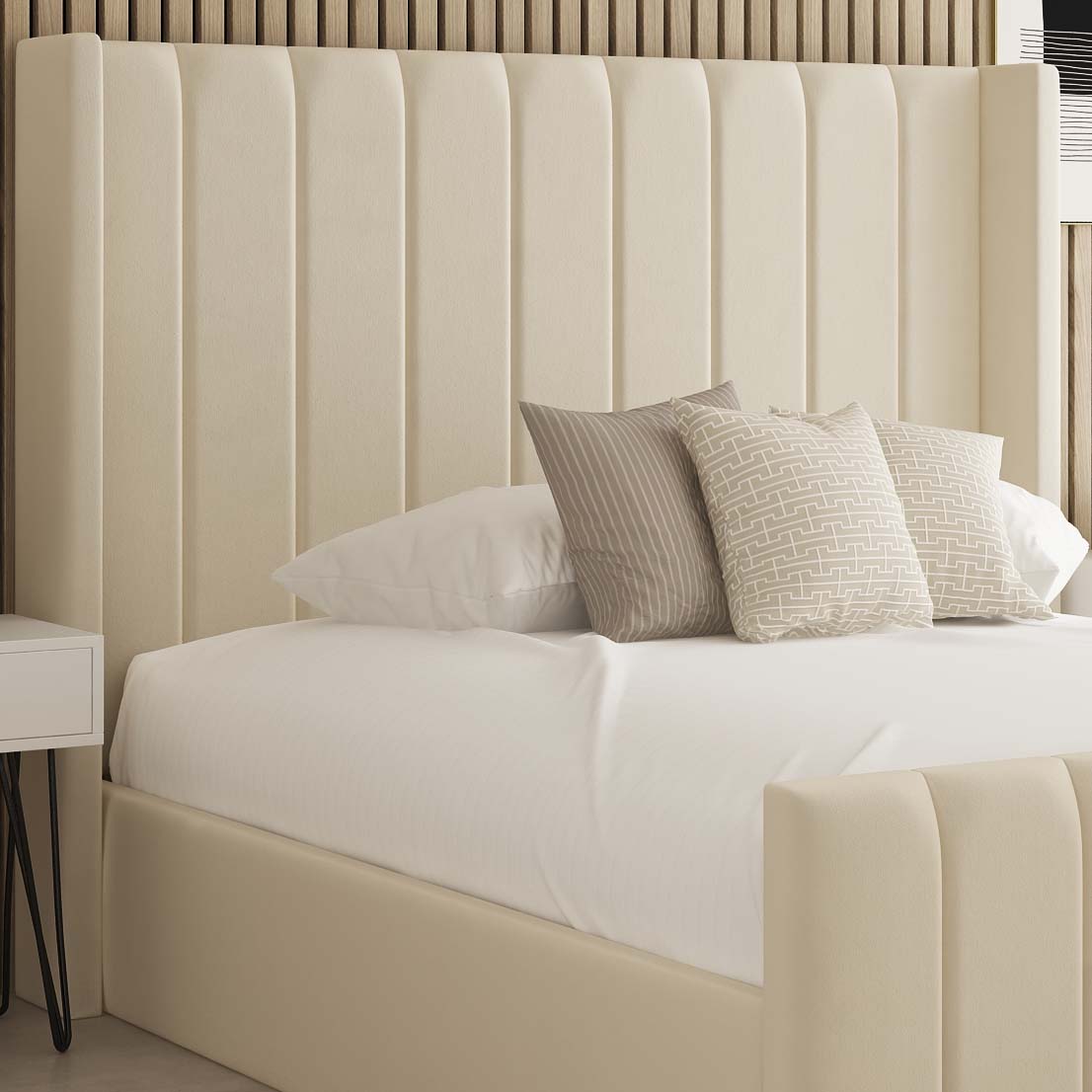 Valencia Winged Fabric Upholstered Bed Frame