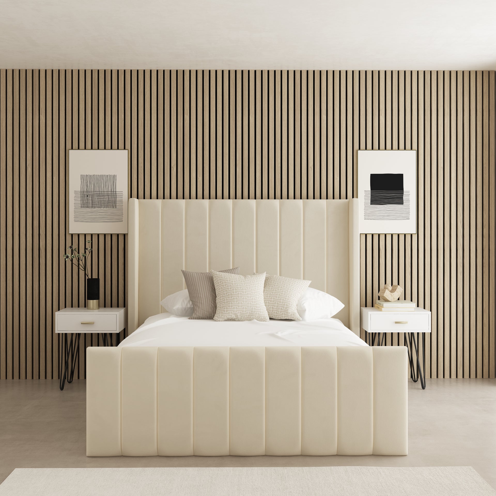 Valencia Winged Fabric Upholstered Bed Frame