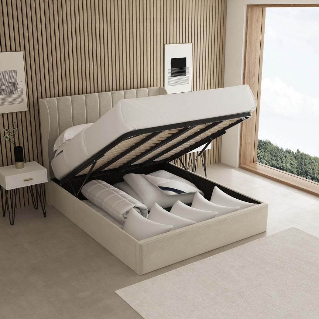 Verona Winged Fabric Upholstered Bed Frame