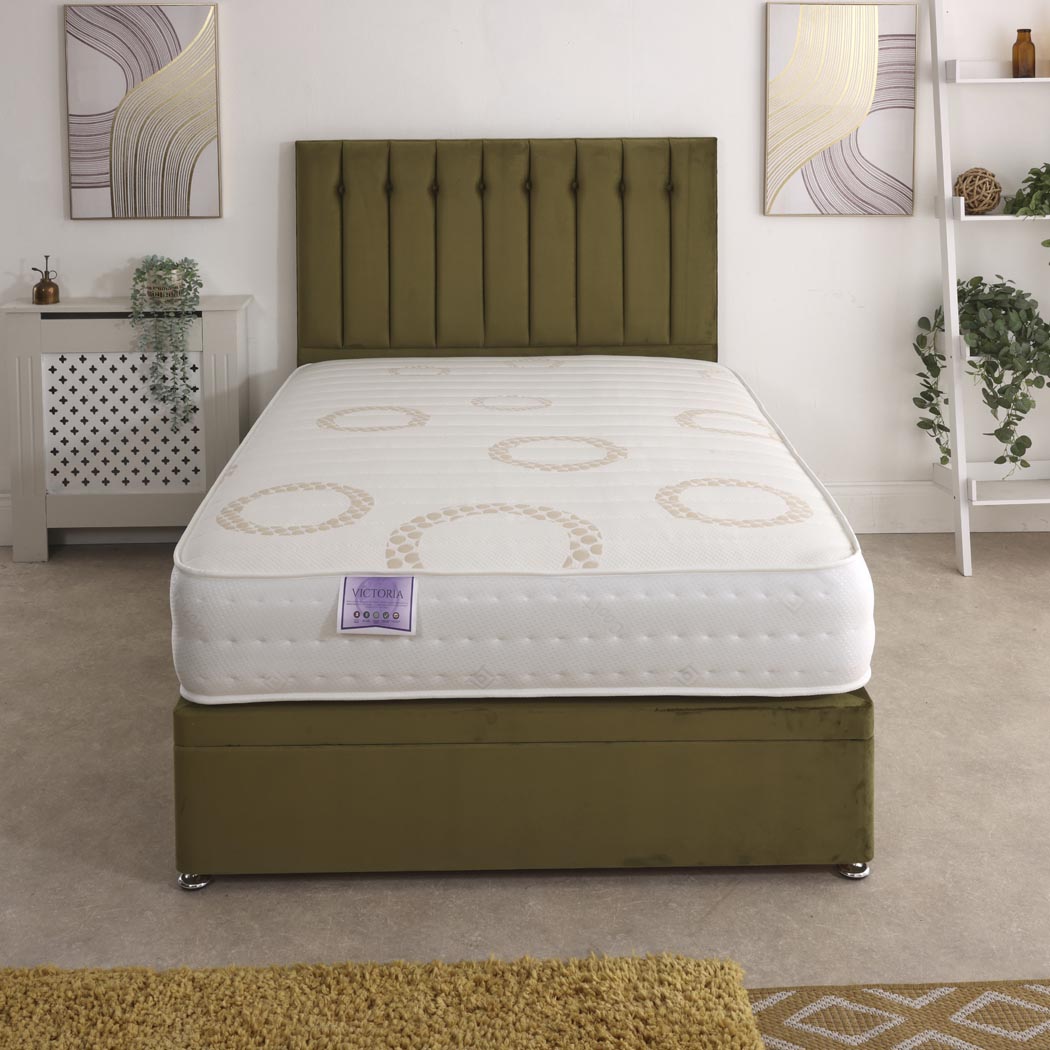 Victoria Orthopaedic Coil Sprung Ottoman Side Lift Bed Set
