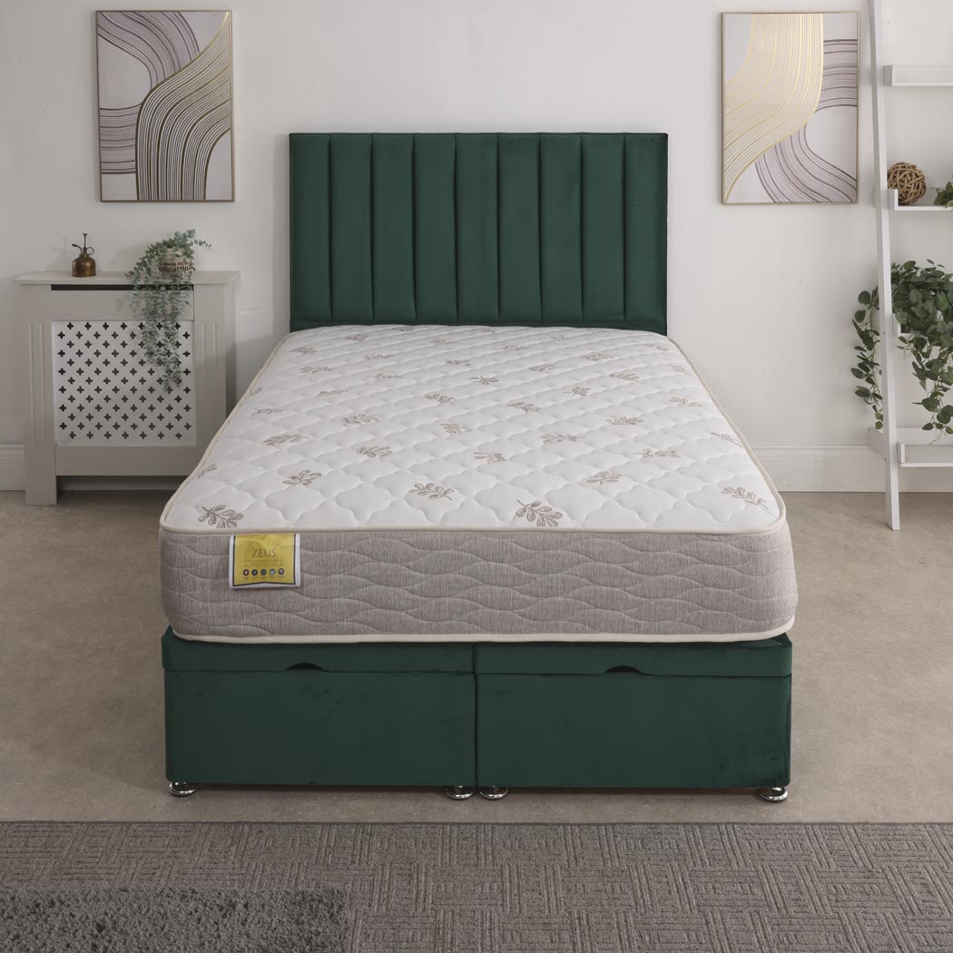 Zeus Orthopaedic Coil Sprung Ottoman End Lift Bed Set