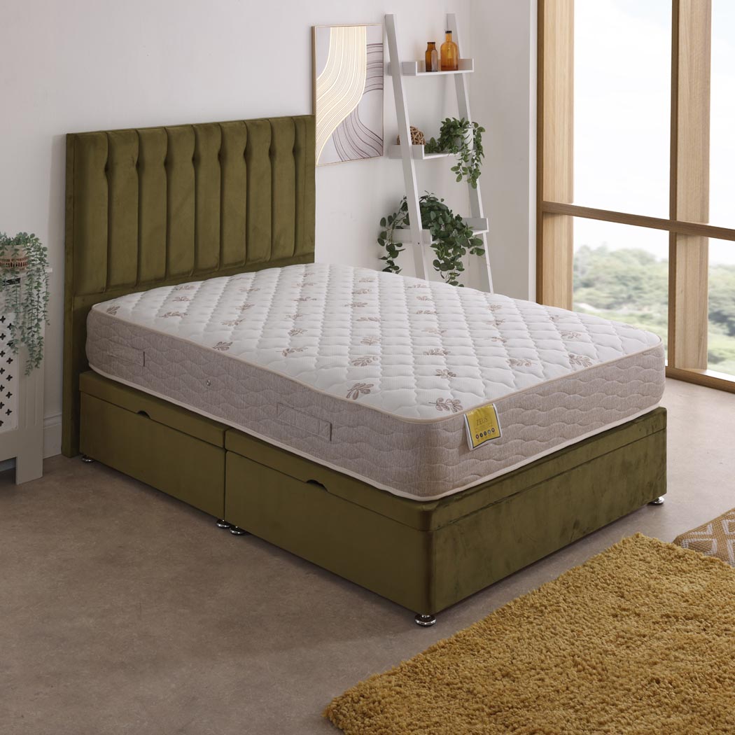 Zeus Orthopaedic Coil Sprung Ottoman Side Lift Bed Set