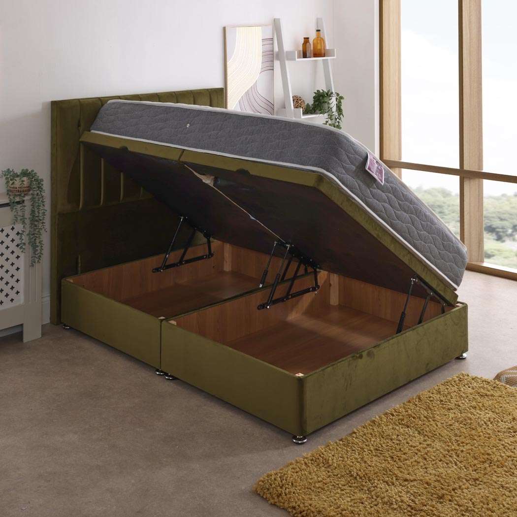 Zoya Coil Sprung Ottoman Side Lift Bed Set