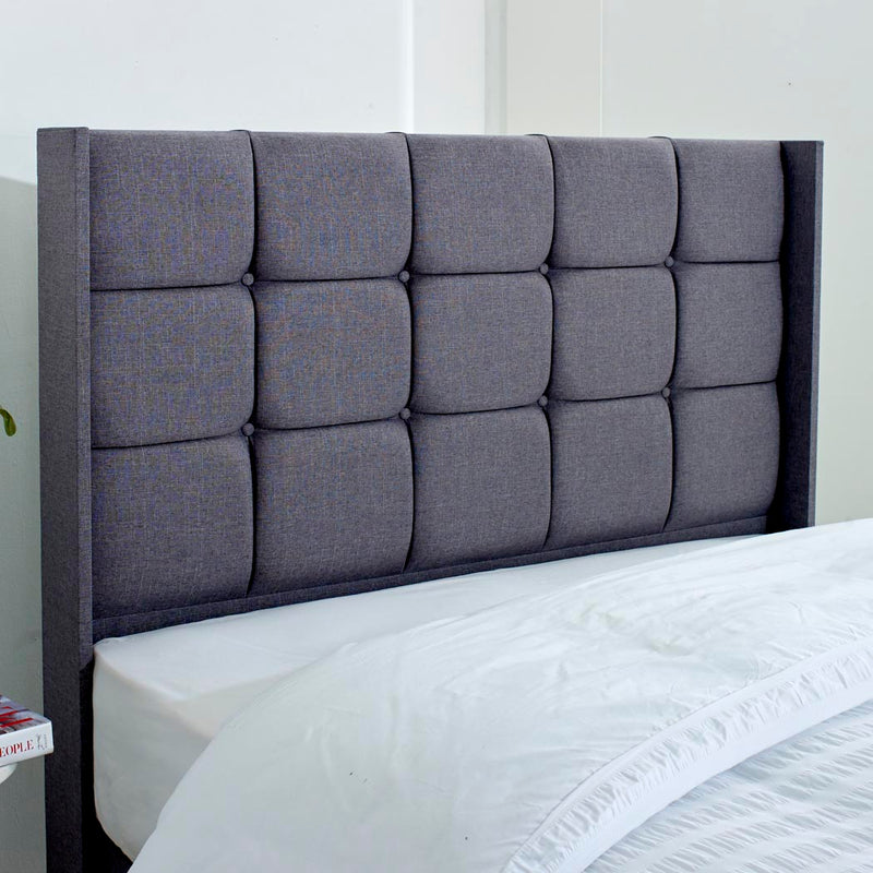 Atlanta Winged Floor Standing Upholstered Headboard – front view