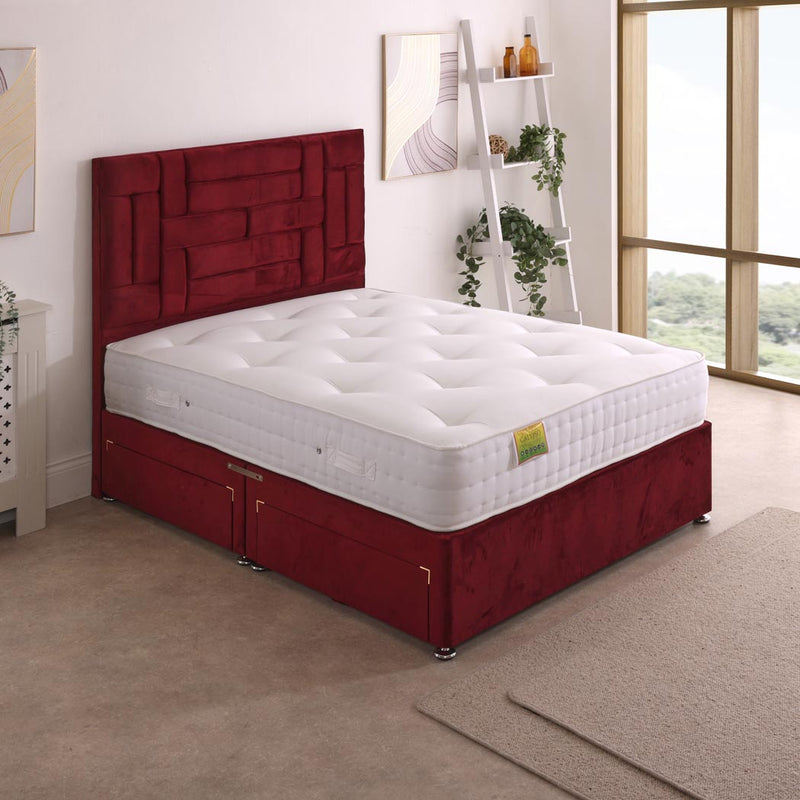Calypso 1500 Pocket Sprung Divan Bed Set – angled view, two drawers open