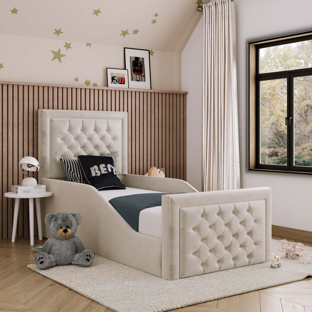 Charlie Kids Fabric Bed with Safety Rails