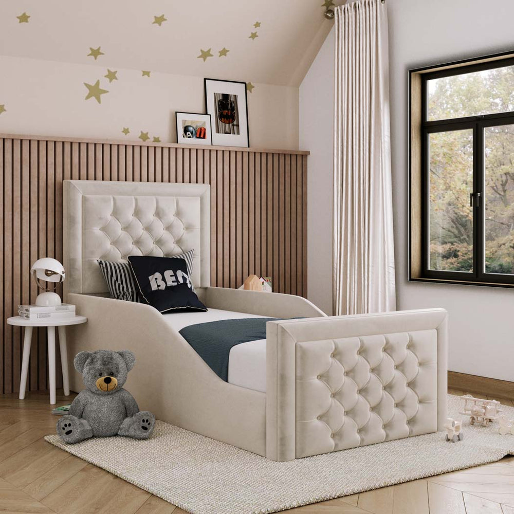 Charlie Kids Fabric Bed with Safety Rails