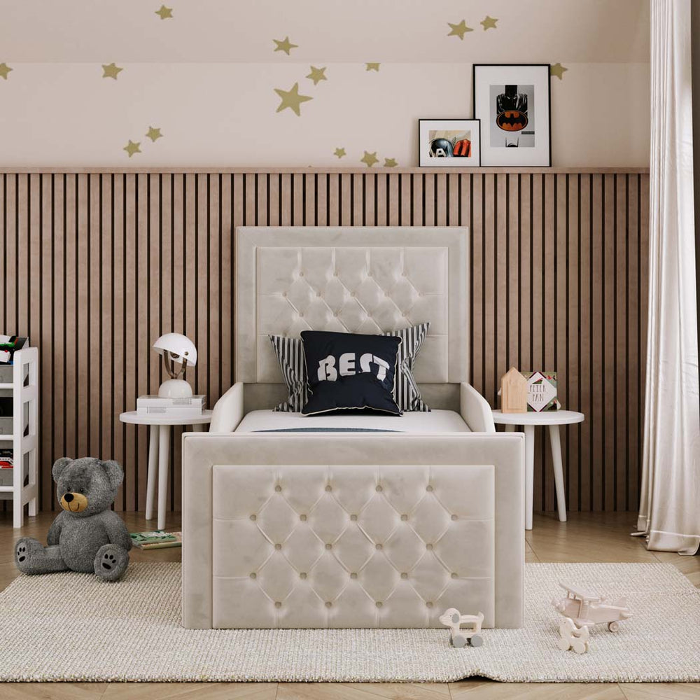 Charlie Kids Fabric Bed with Safety Rails