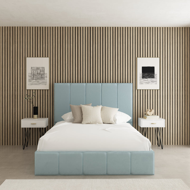 Cheltenham Fabric Upholstered Bed Frame – styled in a bedroom