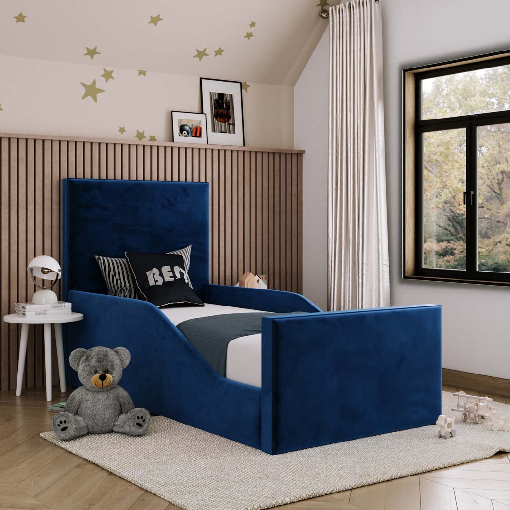 Clara Kids Fabric Bed with Safety Rails