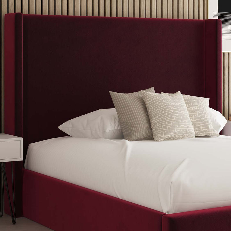 Classic Winged Fabric Upholstered Bed Frame