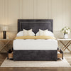 Grey Cologne Divan Bed Set With Headboard in a bedroom – front view with drawer open