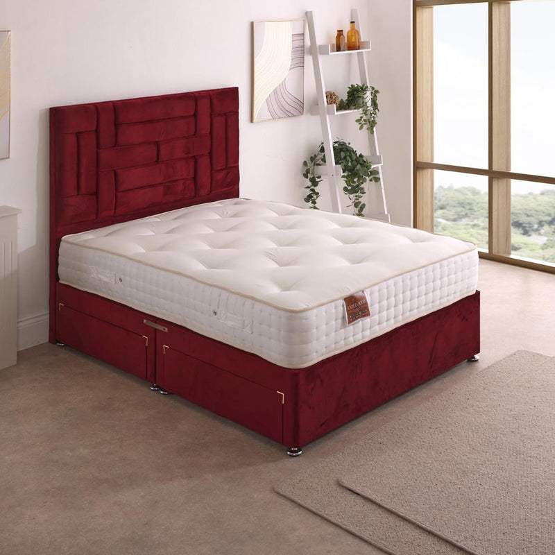 Comfort Gold 3000 Pocket Sprung Intelligent Memory Divan Bed Set – angled view, drawers open