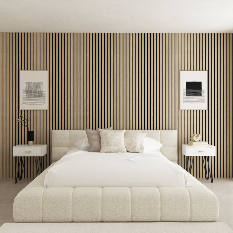 Como Bubble Fabric Upholstered Bed Frame – styled in a bedroom