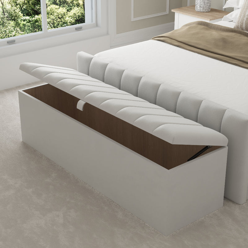 Dartford Fabric Upholstered Blanket Box – angled view, storage open