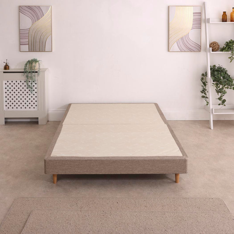 Divan Bed Base on Wooden Legs – styled in a bedroom