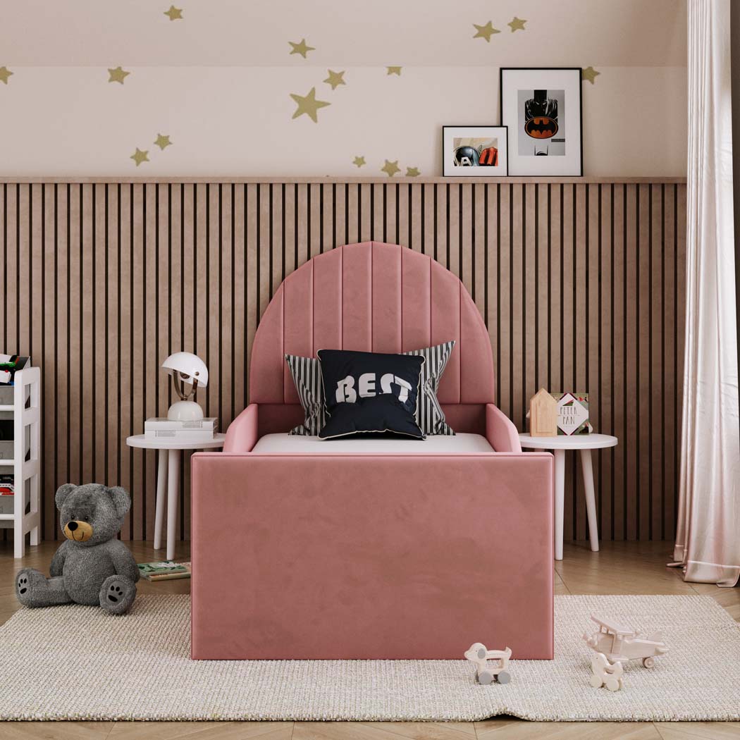 Emily Kids Fabric Bed with Safety Rails