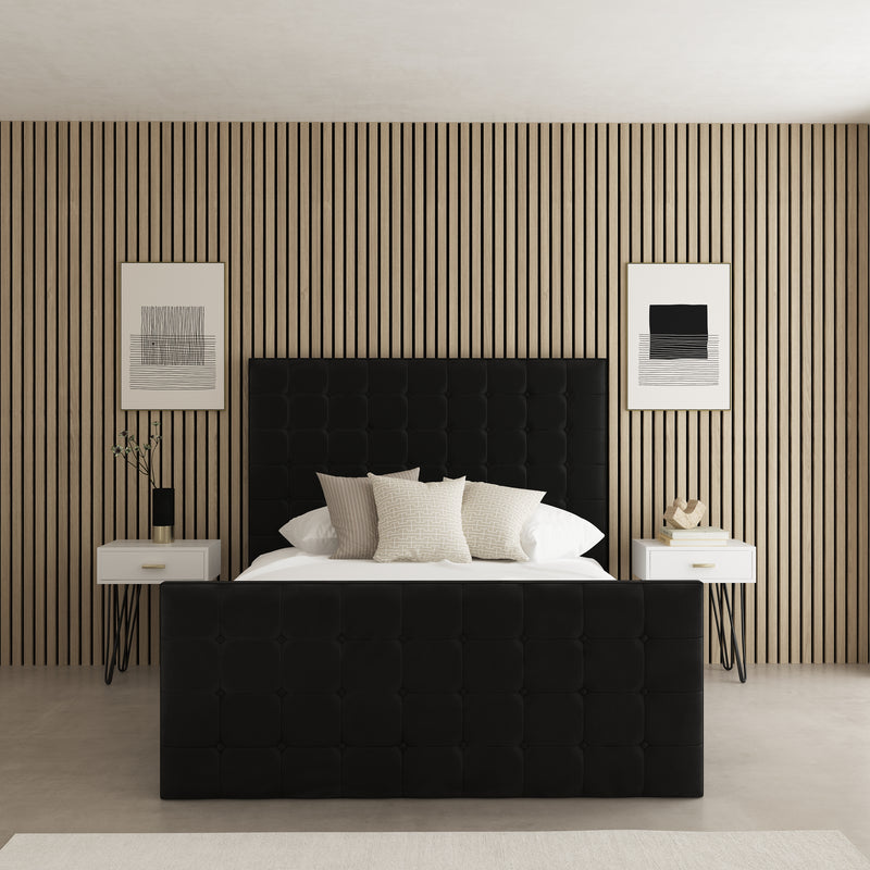 Florence Fabric Upholstered Bed Frame – front view, styled in a bedroom