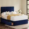 Blue Geneva Divan Bed Set With Headboard in a bedroom – side view