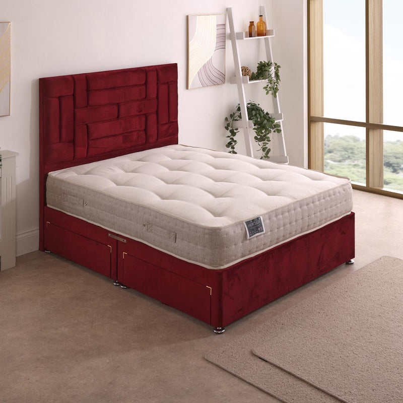 Hercules 1500 Pocket Sprung Divan Bed Set – angled view, drawers open