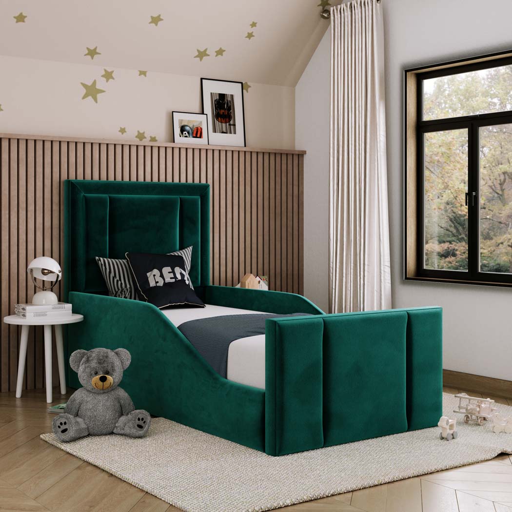 Hugo Kids Fabric Bed with Safety Rails