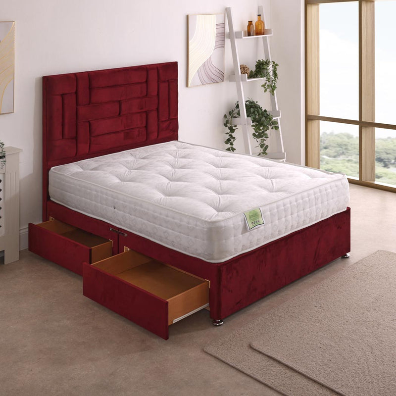 Jubilee 1000 Pocket Sprung Mattress – angled view, drawers open
