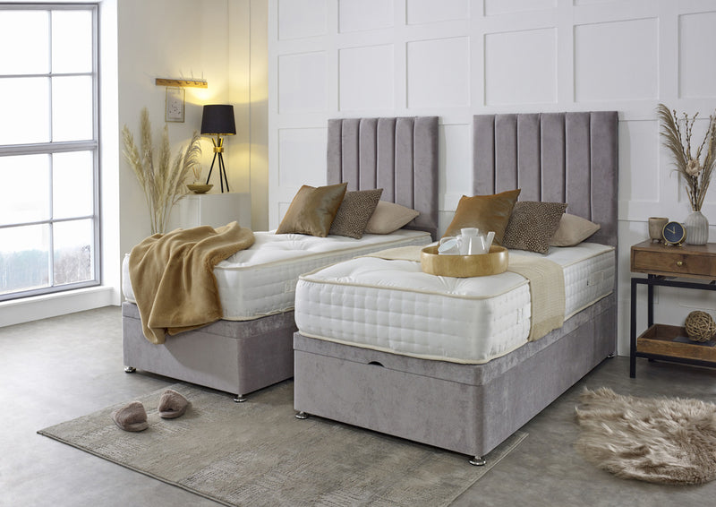 Luxury Hotel Zip and Link 5000 Pocket Sprung Intelligent Wool Ottoman Divan Bed Set