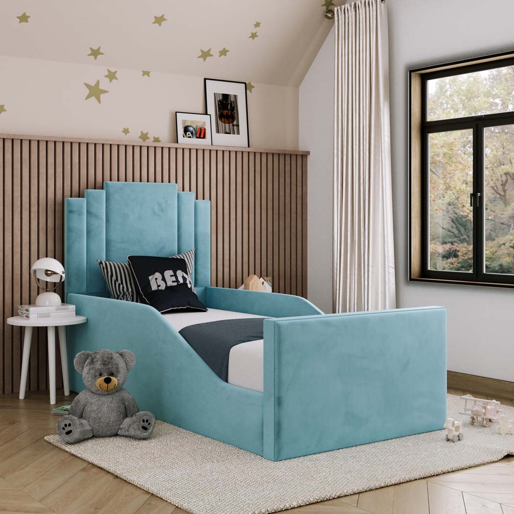 Lucas Kids Fabric Bed with Safety Rails