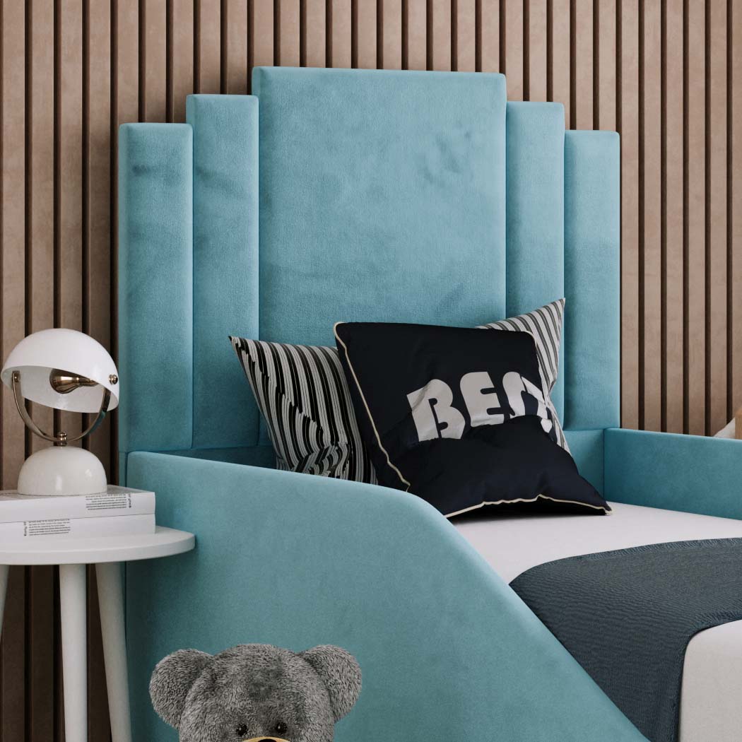 Lucas Kids Fabric Bed with Safety Rails