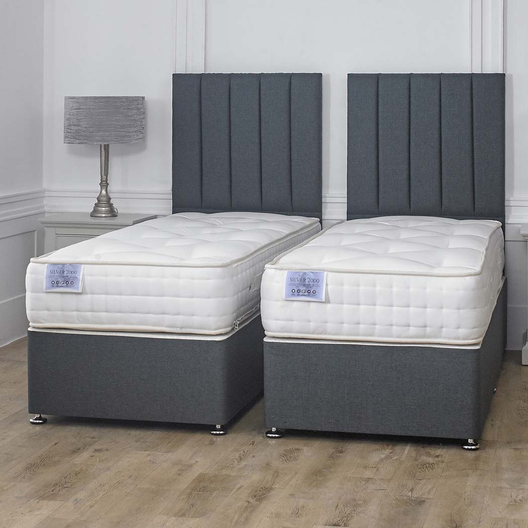 Luxury Hotel Zip and Link 2000 Pocket Sprung Intelligent Fibre Divan Bed Set