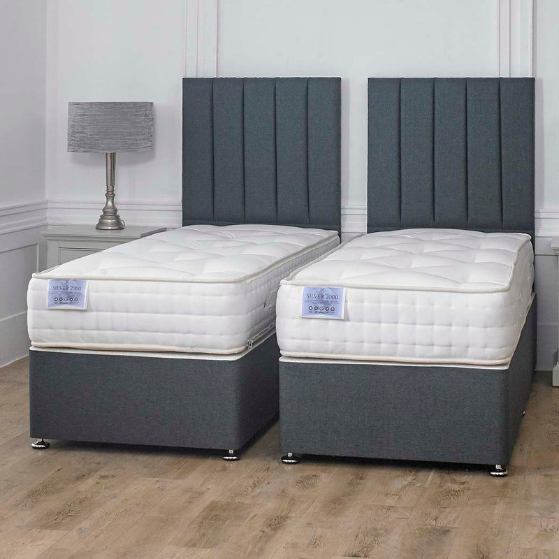 Luxury Hotel Zip and Link 1000 Pocket Sprung Intelligent Fibre Mattress – front view, styled in a bedroom