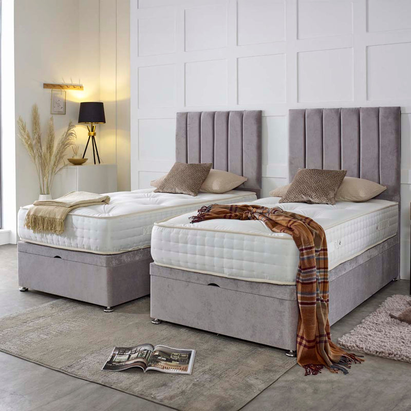 Luxury Hotel Zip and Link 3000 Pocket Sprung Intelligent Memory Ottoman Divan Bed Set – styled in a bedroom