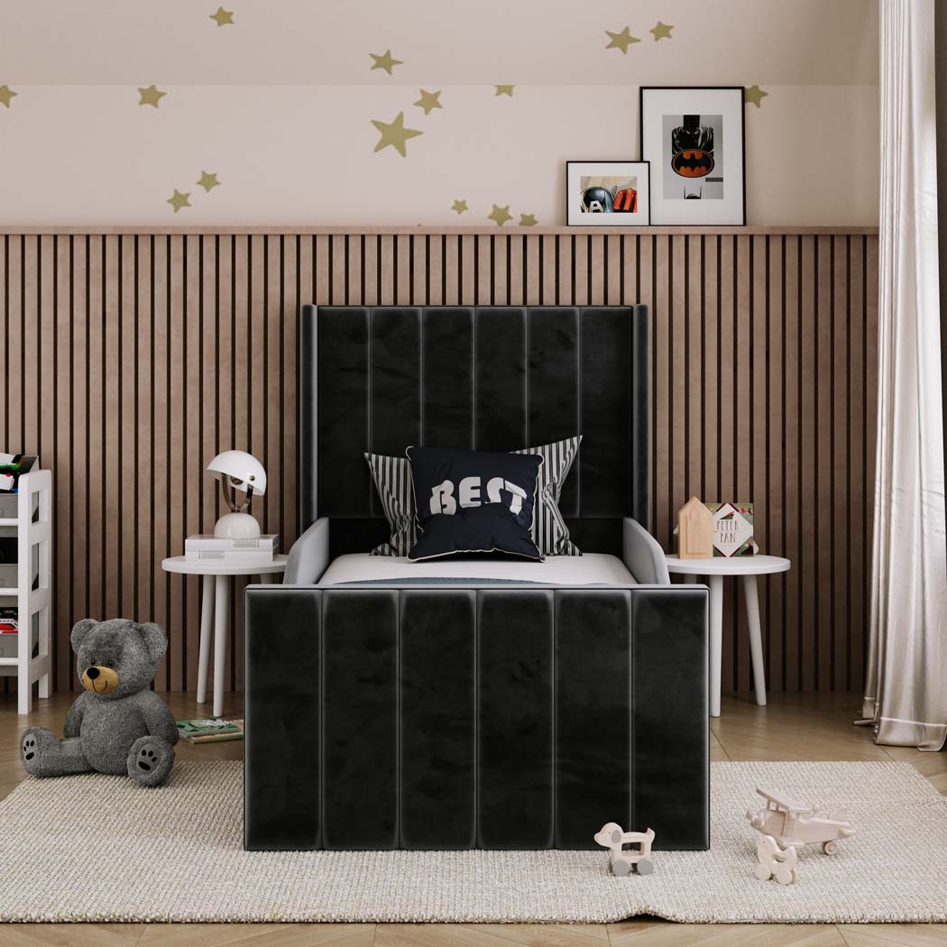 Matilda Kids Winged Fabric Bed with Safety Rails