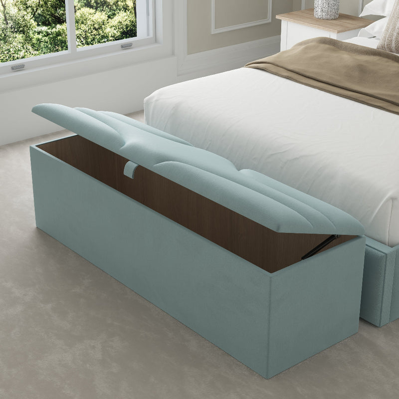 Matisse Fabric Upholstered Blanket Box – angled view, lid open