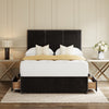 Grey Monaco Divan Bed Set With Headboard in a bedroom – front view with drawer open